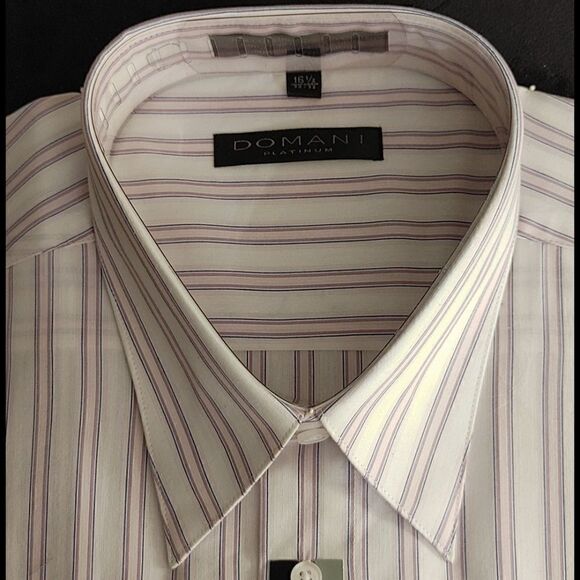 MEN'S DOMANI WHITE, MAUVE, BLUE DRESS SHIRT 15.5X3 - Picture 3 of 4